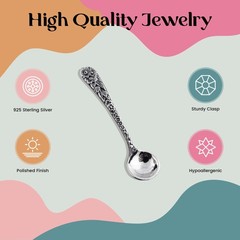2″ Sterling Silver Floral Daisy Salt Spoon or Mustard Spoon, Polished Round B…