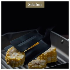 1 PCS 10 Inch Matte Black Kitchen Tong Steak Clamp Double Spatula Clip