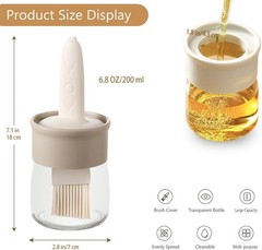 Sauce and Oil Bottle with Silicone Brush for Cooking BBQ Kitchen – 6.8oz
