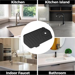 2 Pcs Silicone Faucet Mat Universal Kitchen Sink Splash Guard, Faucet Drainin…