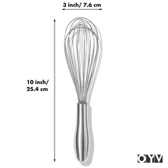 Stainless Steel Whisk 10 Inch Ergonomic Handle Dishwasher Safe Kitchen Tool