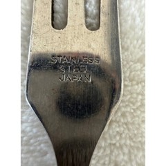 Vintage Unbranded MCM Granny Meat Fork Long Green Handle Stainless Steel Japan