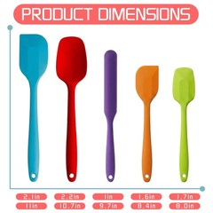 5 Pack Non Stick Silicone Spatula Set Heat Resistant for Baking Cooking Mixing
