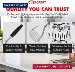 Chef Craft Select Sturdy Masher, 10.25 inch, Stainless Steel/Black