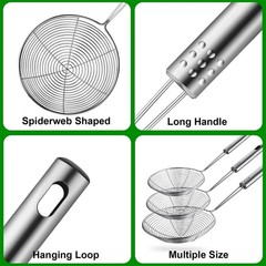 Spider Strainer Skimmer Spoon Set Of 3 Sizes Frying Spoon Stainless Steel Fryer