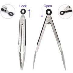 304 STAINLESS STEEL KITCHEN COOKING TONGS 9″ AND 12″ SET OF 4 STURDY GRILLING BA