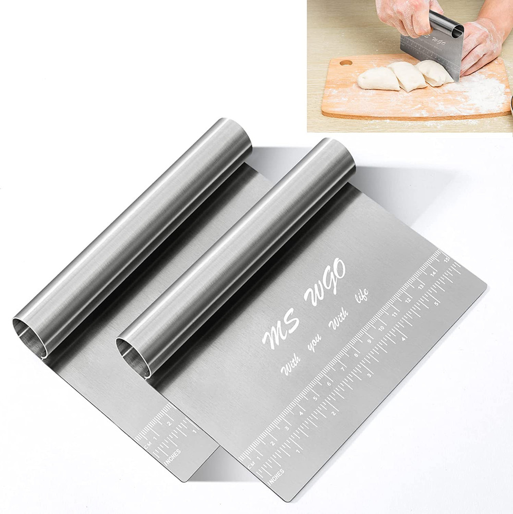 Pro Dough Pastry Scraper/Cutter/Chopper Stainless Steel Mirror Polished with Mea