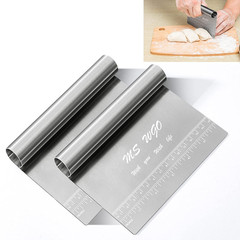 Pro Dough Pastry Scraper/Cutter/Chopper Stainless Steel Mirror Polished with Mea