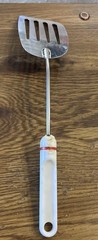 Unbranded Vintage Slotted Spatula 12″ white plastic handle