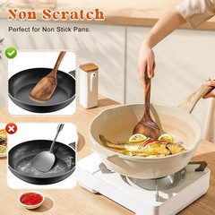 4Pcs Wooden Spoons for Cooking, Acacia Wood Kitchen Utensils Set for Nonstick Pa