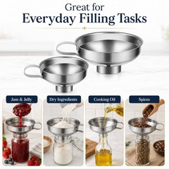2-Piece Stainless Steel Canning Funnel Set for Mason Jars – Wide Mouth Funnel