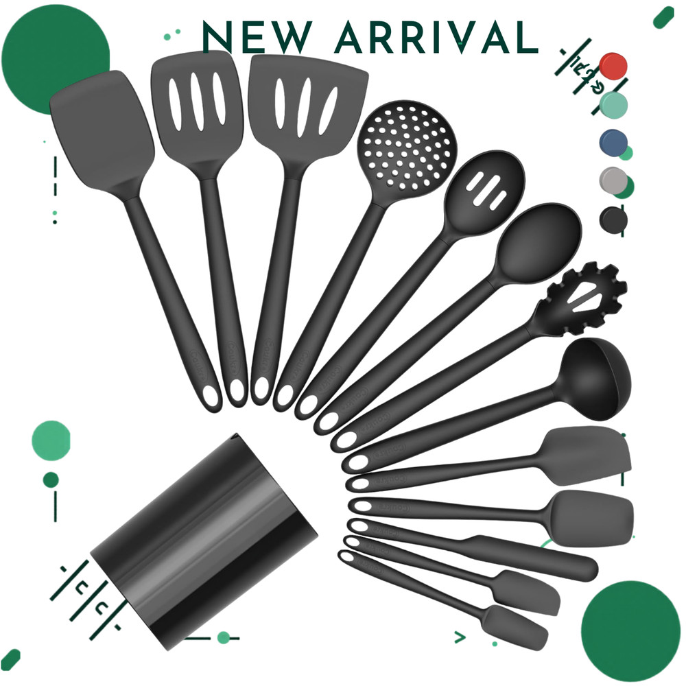 NEW 14PCS Silicone Kitchen Utensil Set Heat Resistant BPA-Free Dishwasher Safe B
