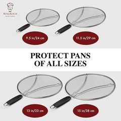 BergKoch 13 Inch Stainless Steel Splatter Screen for Frying Pan