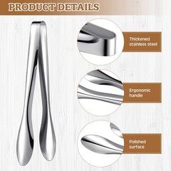 Polished Stainless Steel Serving Tongs 12 Inch Heavy Duty BBQ 2 PCS