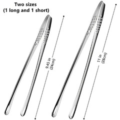 2× Stainless Steel Grill Tongs Cooking BBQ Steak Clamp Pastry Kitchen Tweezers