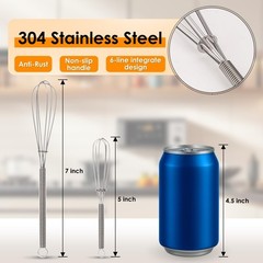 Dishwasher Safe Mini Whisks in 5″ & 7″ Sizes – Rust-Resistant Kitchen Tools