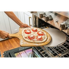 XXL Pizza Stone W/ Bamboo Peel Ergonomic Cutter Perfect Homemade Pizzas New
