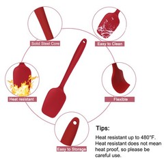 4Pcs Silicone Spatula Heat Resistant Non Stick for Kitchen Cooking Red