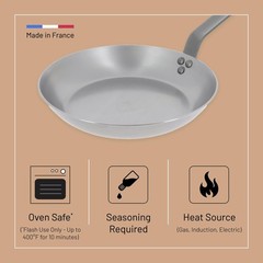 de Buyer MINERAL B Carbon Steel Omelette Pan – 9.5” – Naturally Nonstick –