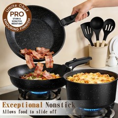 Umite Chef 21Pcs Pots and Pans Set Non Stick, Nonstick Cookware Large, Black