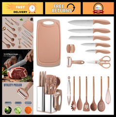 18-Piece Silicone Utensil Set & Knife Set | Dishwasher-Safe Kitchen Tools, Organ