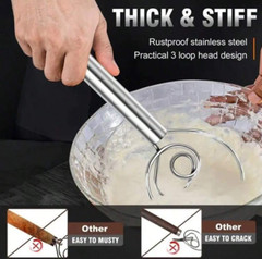 1 pc Stainless Steel Danish Dough Mixer Handheld Bread Whisk for Baking, Cooking