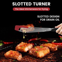 Silicone Fish Spatula, Heat Resistant Silicone Edge for Nonstick Cookware, Fish