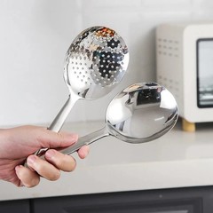 1Pc Big Head Stainless Steel Round Spoon Large Size Dining Spoon Rice Servin