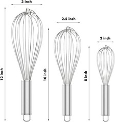 304 Stainless Steel Whisk Set – Dishwasher Safe, 3 Sizes for Every Kitchen Task