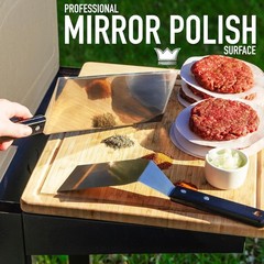 3 Mirror Polished Stainless Steel Griddle Spatula Set With Beveled Edges Grill