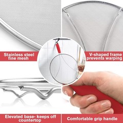 PLACHIDAY Splatter Screen for Frying Pan & Food Strainer,13 Inch Stainless St…