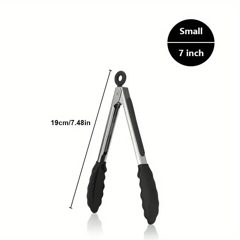 Kitchen Tongs with Silicone Tips – Stainless Steel tongs for cooking 3 sizes