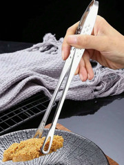 1pc Stainless Steel Food Tongs – Long Handle, Non-Slip BBQ & Kitchen Tool – NEW