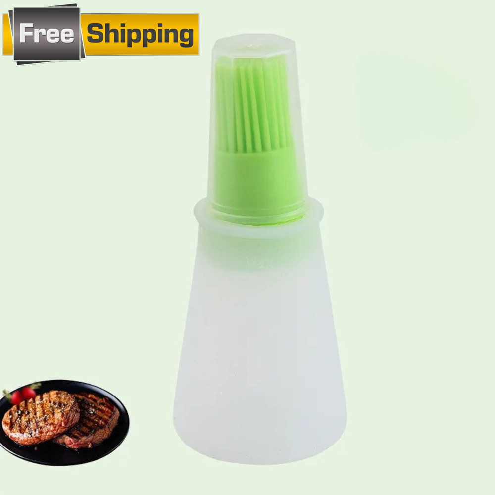 Silicone Oil Bottle Brush BBQ Soft Basting Brush Dispenser Kitchen Cooking Tool