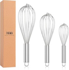 304 Stainless Steel Whisk Set, Dishwasher Safe Rustproof Metal Whisk, Profess…