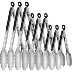 9-Piece Stainless Steel Kitchen Tongs Set – Non-Slip Grilling & Cooking Tools, 7