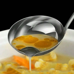Stainless Steel Colander Soup Spoon Gravy Filter Oil Fat Separator Kitchen Ladle