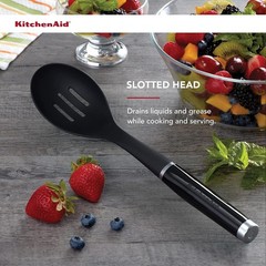 Versatile Black Slotted Spoon Single Unit | Lightweight Dishwasher Safe Kitchen