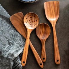 Wooden Kitchen Utensil Set – Natural Cooking Tools for Stirring & Serving