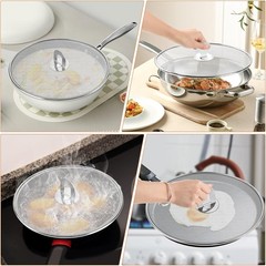 2-Pack Splatter Screens for Frying Pan – Stainless Steel Grease Splatter Guard w