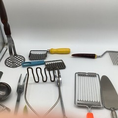 Lot Of 17 Wood Plastic Lucite Farmhouse Kitchen Utensils Masher Spatula Vintage