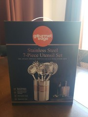 Gourmet Edge 7-Piece Stainless Steel Utensil Set w/ Holder, Dishwasher Safe