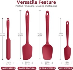 BPA Free Heat Resistant Silicone Spatula Set – Essential Kitchen Tools in Red