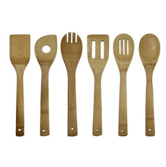 6pcs Bamboo Kitchen Utensil Set – Wooden Spoon & Spatula Cooking Tools – NEW