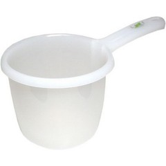 Japanese Plastic Water Ladle Dipper Tabo Flat Bottom Bath Water Scoop White