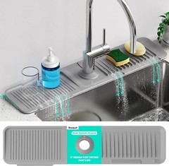 24 Inch Longer Silicone Sink Faucet Mat – Fast Self-Draining Bathroom & Kitchen