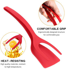 Egg Flipper Spatula Tongs 2 PCS Spatula for Non Stick Frying Pan 2 in 1 Grip & F