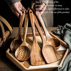 Wooden Kitchen Utensil Set – Natural Cooking Tools for Stirring & Serving