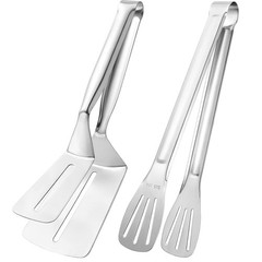 2x Extended Handle Spatula Tongs, Serving Tongs, Multifunctional Stainless Steel