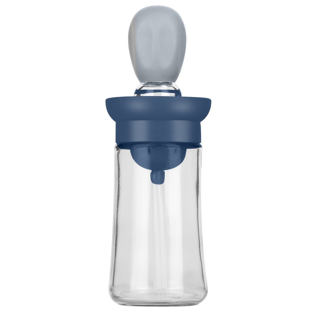 2 In 1 Cooking Oil Dispenser Bottle BBQ Glass Olive with Silicone Brush Dropper